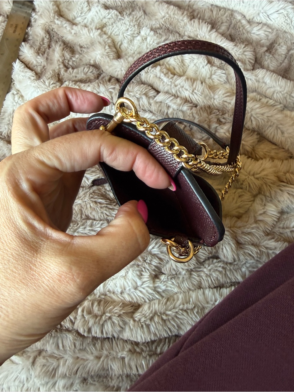 Coach Burgundy Leather Phone Crossbody with Gold Hardware - Picture 3 of 3